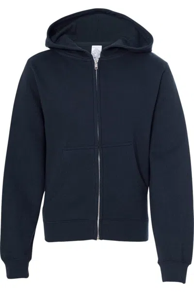Independent Trading Co. Kids' Youth Midweight Full-zip Hooded Sweatshirt In Blue