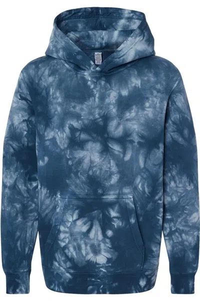 Independent Trading Co. Kids' Youth Midweight Tie-dye Hooded Pullover In Blue