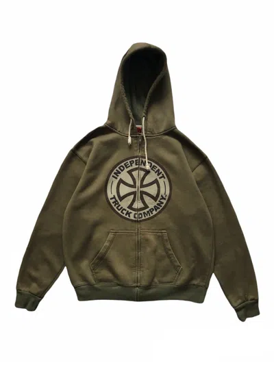 Pre-owned Independent Truck Co X Vintage 90's Independent Truck Co. Zip Up Hoodie In Green
