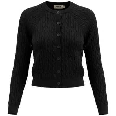 Index Cable Knit Raglan Sleeve Button Front Cardigan In Black