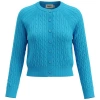 Index Cable Knit Raglan Sleeve Button Front Cardigan In Blue