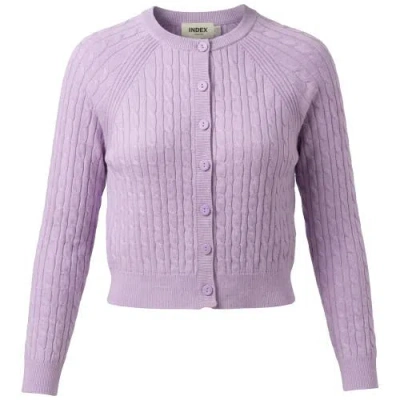 Index Cable Knit Raglan Sleeve Button Front Cardigan In Purple