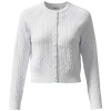 Index Cable Knit Raglan Sleeve Button Front Cardigan In White