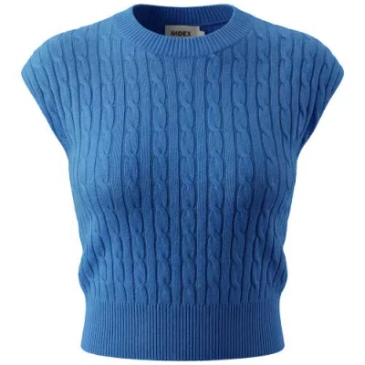 Index Cable Knit Ribbed Trim Sweater Vest In Blue
