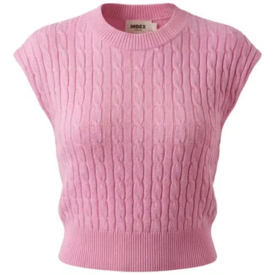 Index Cable Knit Ribbed Trim Sweater Vest In Pink