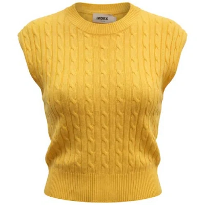 Index Cable Knit Ribbed Trim Sweater Vest In Yellow