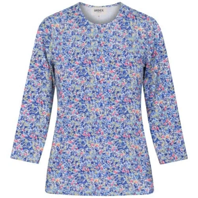 Index Graphic Cotton Round Neck Binding 3/4 Sleeve Tee In Animal Print