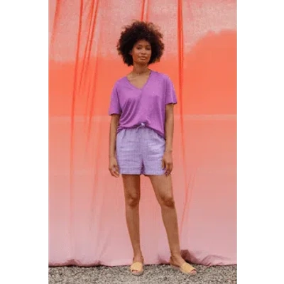 Indi And Cold Basic V-neck Lavender Tee In Purple