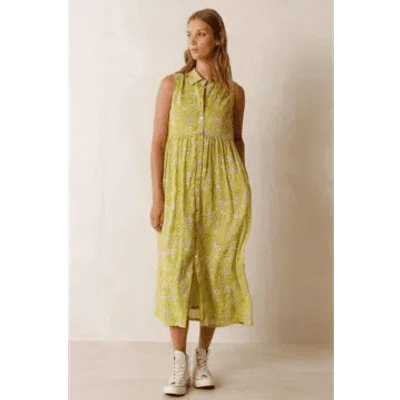 Indi And Cold Dalia Fluorescent Lime Shirt Dress In Green