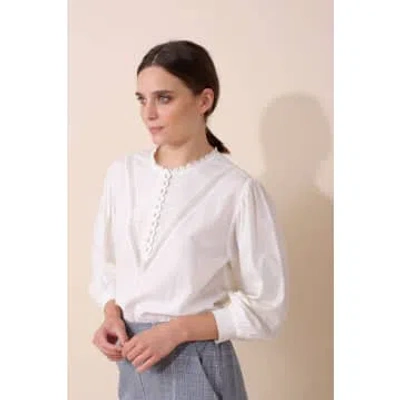 Indi And Cold Embroidered Button Blouse In White