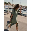 INDI AND COLD LINEN SHIRT DRESS IN BASIL