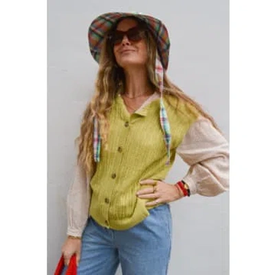 Indi And Cold Miren Pistachio Reversible Vest In Yellow