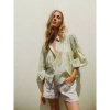 INDI AND COLD PLEATED GEODE SHIRT IN VANILLA