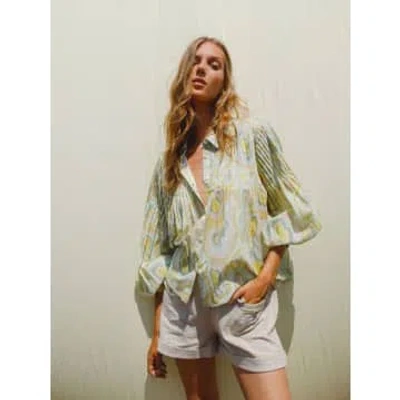 Indi And Cold Pleated Geode Shirt In Vanilla In Green