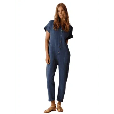 Indi And Cold Rustic Jacquard Jumpsuit In Indigo In Blue