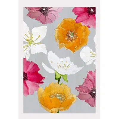 India & Purry Art Print: Cactus Flowers On Grey In White;gray;pink