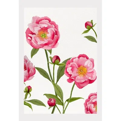 India & Purry Art Print: Peonies On Cream In White;green;pink