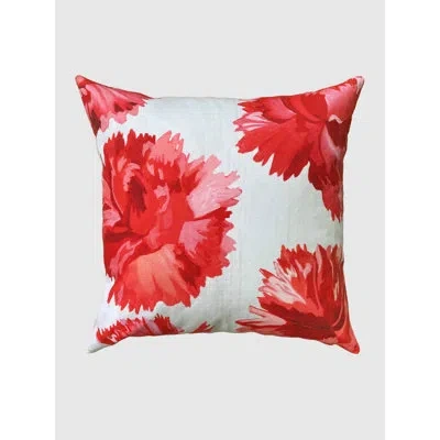 India & Purry Cotton Throw Square Pillow Cover & Insert In White,red
