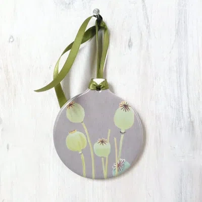 India & Purry Floral Hanging Figurine Ornament In Green,gray,brown