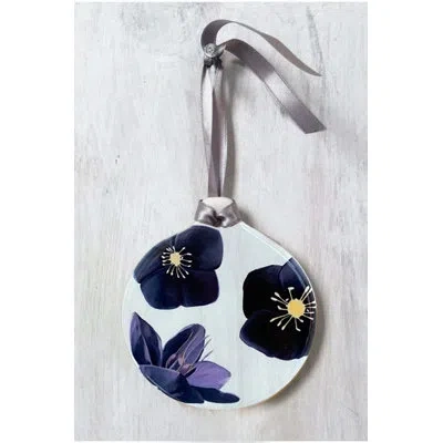 India & Purry Floral Hanging Figurine Ornament In Purple,snow,yellow,silver
