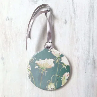 India & Purry Floral Hanging Figurine Ornament In Teal,white,green,silver