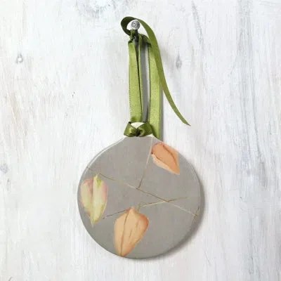 India & Purry Hanging Figurine Ornament In Gray,orange,cream,green