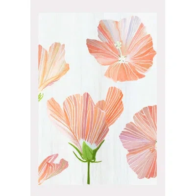 India & Purry Orange Hibiscus On Snow - No Frame Print In Orange,blue,yellow