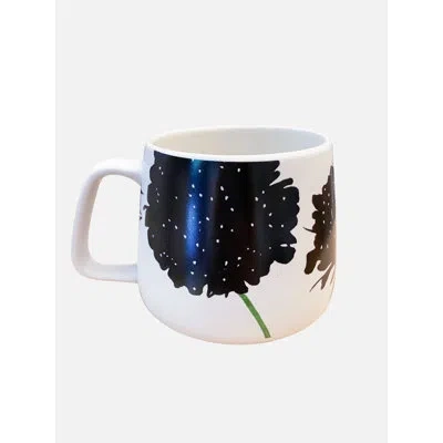 India & Purry Porcelain Mug: Black Scabiosa In Black;white