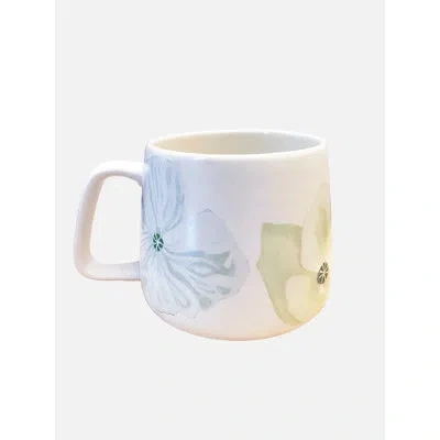 India & Purry Porcelain Mug: White Poppies In White;green;gray