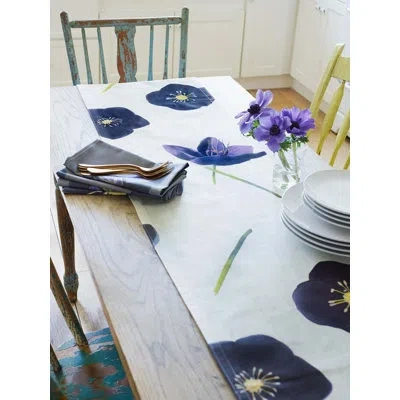 India & Purry Table Runner In Black;white;purple