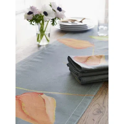 India & Purry Table Runner: Lanterns On Grey In Gray