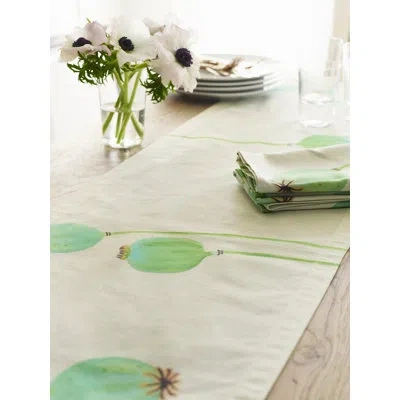 India & Purry Table Runner: Poppy Pods In Ecru