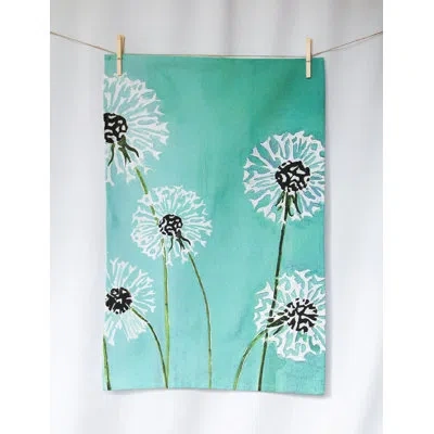 India & Purry Tea Towel: Dandelions On Aqua