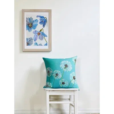 India & Purry Throw Pillow: Dandelions On Aqua