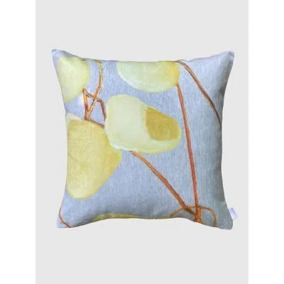 India & Purry Throw Pillow: Milkweed On Pale Grey