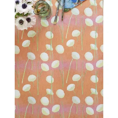 India & Purry Wallpaper: Cream Flowers On Orange In Orange,cream