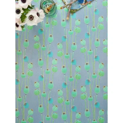 India & Purry Wallpaper: Poppy Pods On Grey In Gray,green