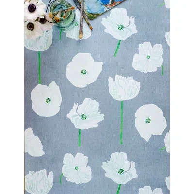 India & Purry Wallpaper: White Poppies On Grey In White,gray