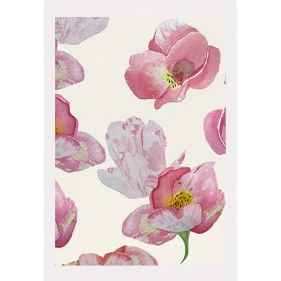India & Purry Wild Dog Rose On Ecru - No Frame Print In Ecru,pink,yellow