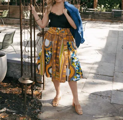 India Batik Mid Length Hostess Colorful Skirt In Orange