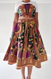 India Batik Mid Length Hostess Colorful Skirt In Purple