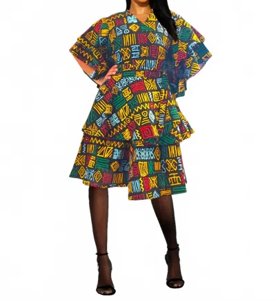 India Batik Two Piece Rasta Wrap Blouse And Skirt Set In Black Multi Tones