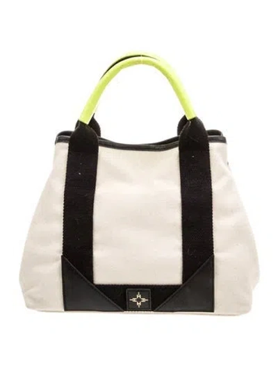 Pre-owned India Hicks Canvas Top Handle Bag In Neutral