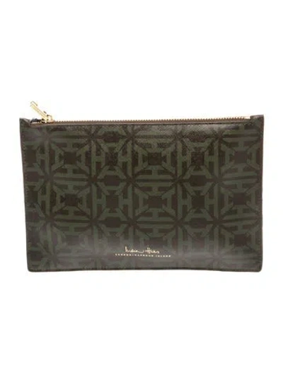 Pre-owned India Hicks Lambskin Portfolio In Green