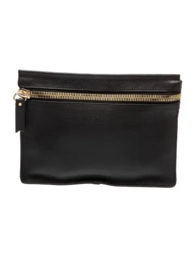 Pre-owned India Hicks Leather Clutch In Black
