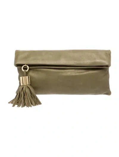 Pre-owned India Hicks Leather Clutch In Green