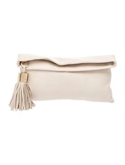 Pre-owned India Hicks Leather Clutch In Neutral