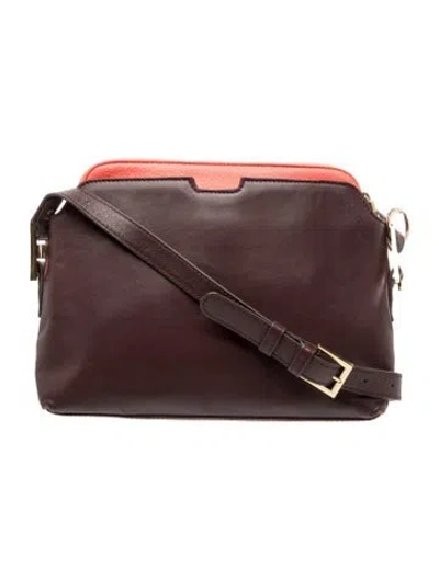 Pre-owned India Hicks Leather Crossbody Bag In Burgundy