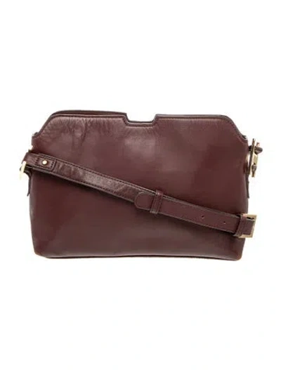 Pre-owned India Hicks Leather Crossbody Bag In Burgundy