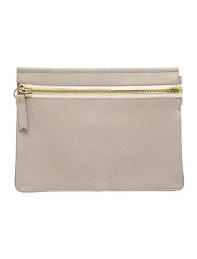 Pre-owned India Hicks Leather Portfolio In Gray